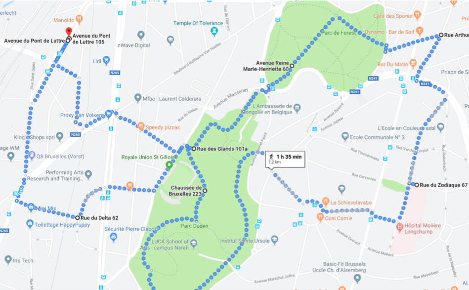 Itinéraire d'une marche passée (agrandir la photo)
